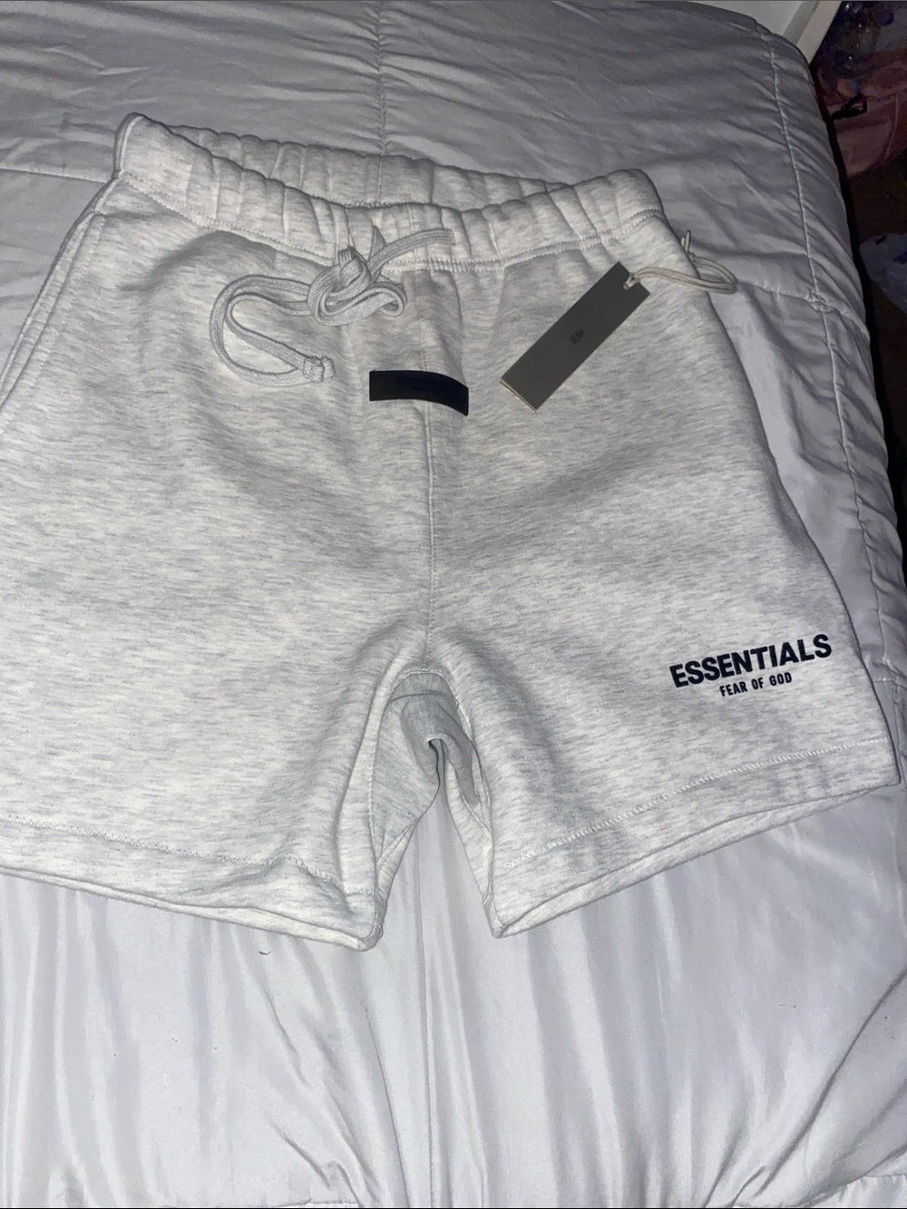 Essentials Men's Light Gray Athletic Cotton Shorts